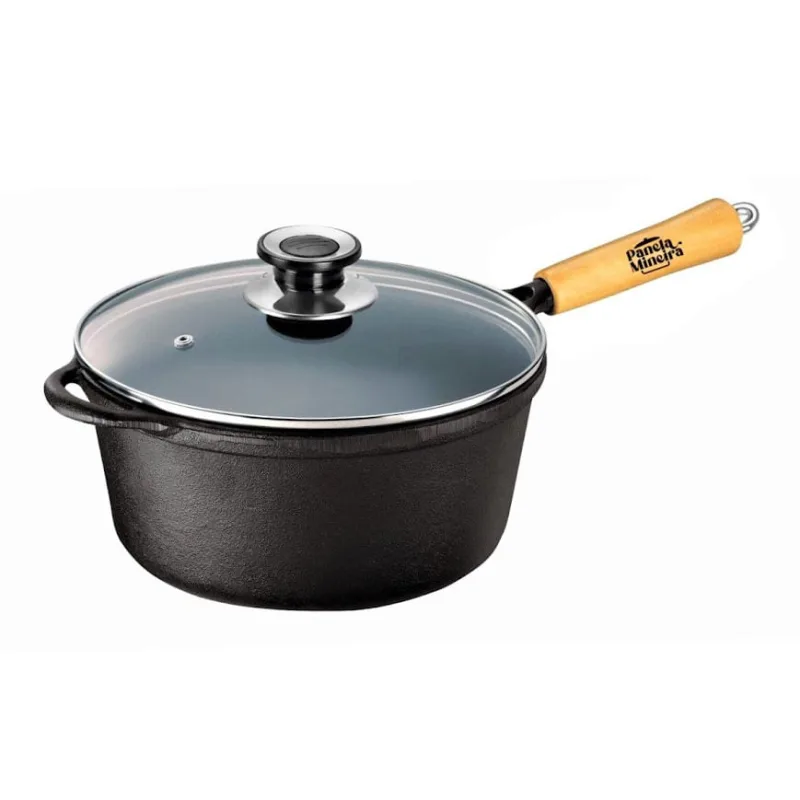 Caçarola Emily Cabo Madeira Panela Mineira Tampa Vidro 24cm - Panela Mineira - Utilidades Domesticas
