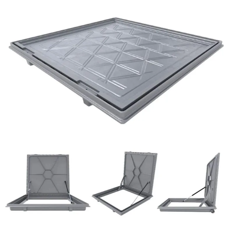 Tampa para Casa de Maquina de Piscina TCM70X701CSPM Rebaixo Invisivel Articulada Cinza 70x70cm