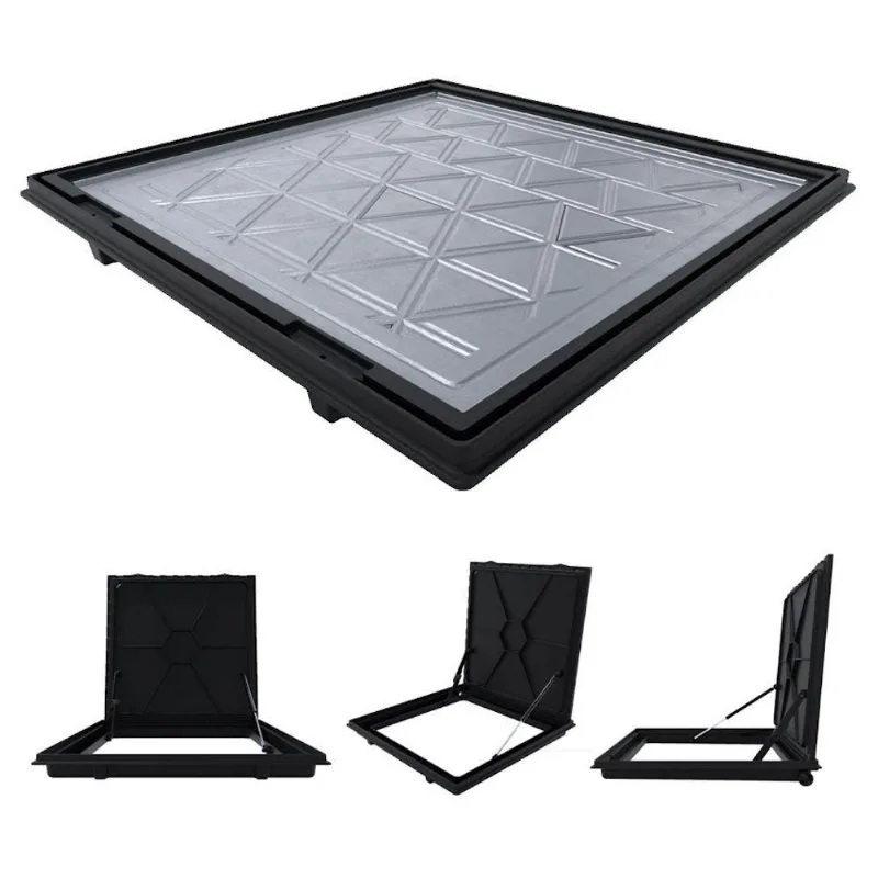 Tampa Casa Máquina Alumínio Rebaixo Invisível Preta 70x70cm