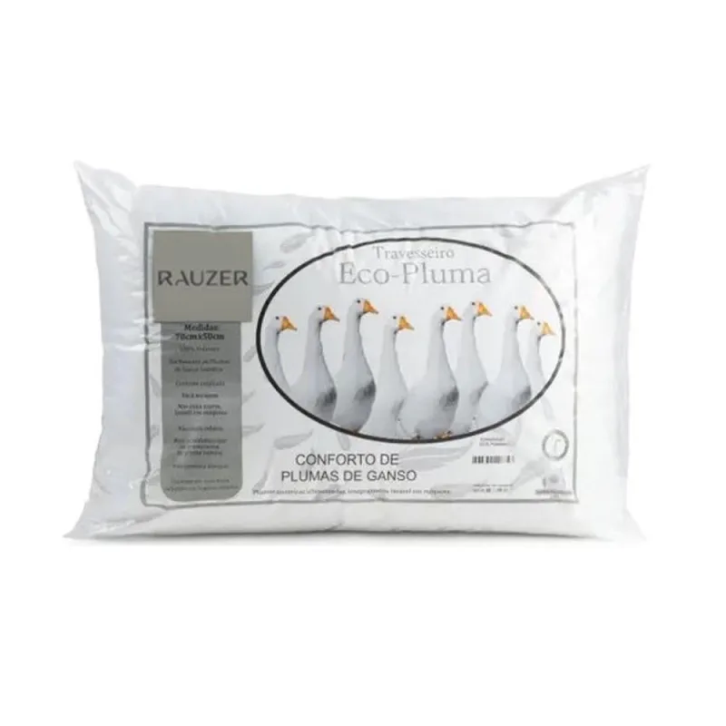 Travesseiro Pluma de Ganso TPGETX 70x50cm Tradicional Macio Antiacaro Branco Eurotêxtil - OUTRAS - Cama, Mesa E Banho