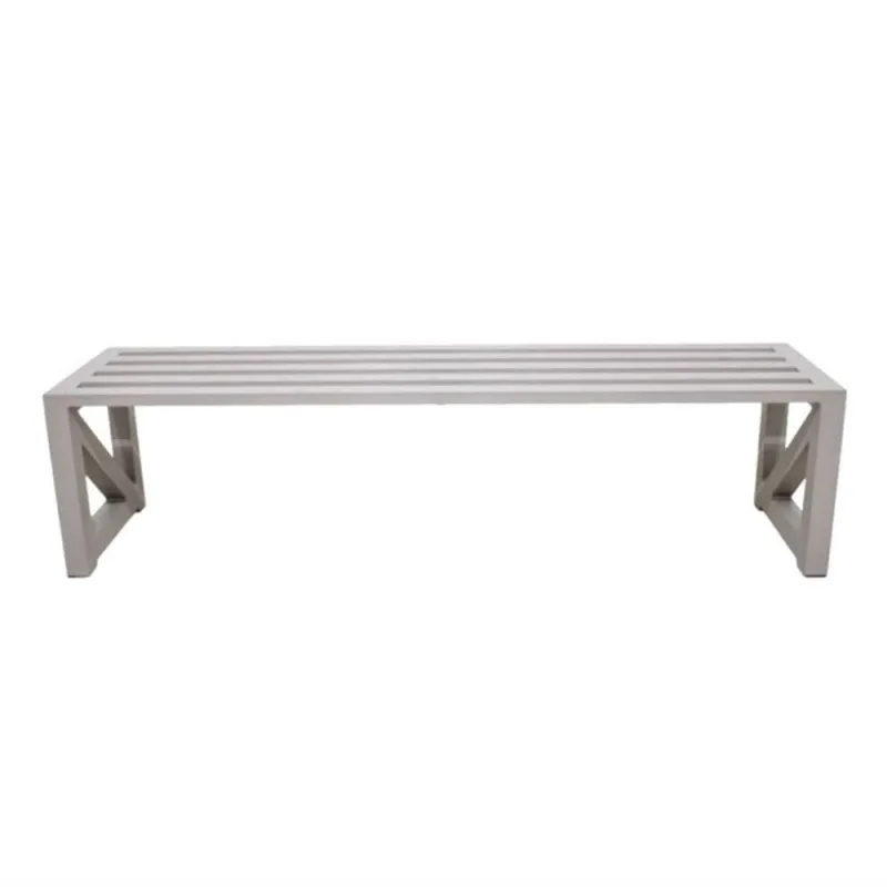 Banco Ripado Área Externa em Alumínio Bege 160x40x40cm para Jardim e Piscina - OUTRAS - Casa E Construção