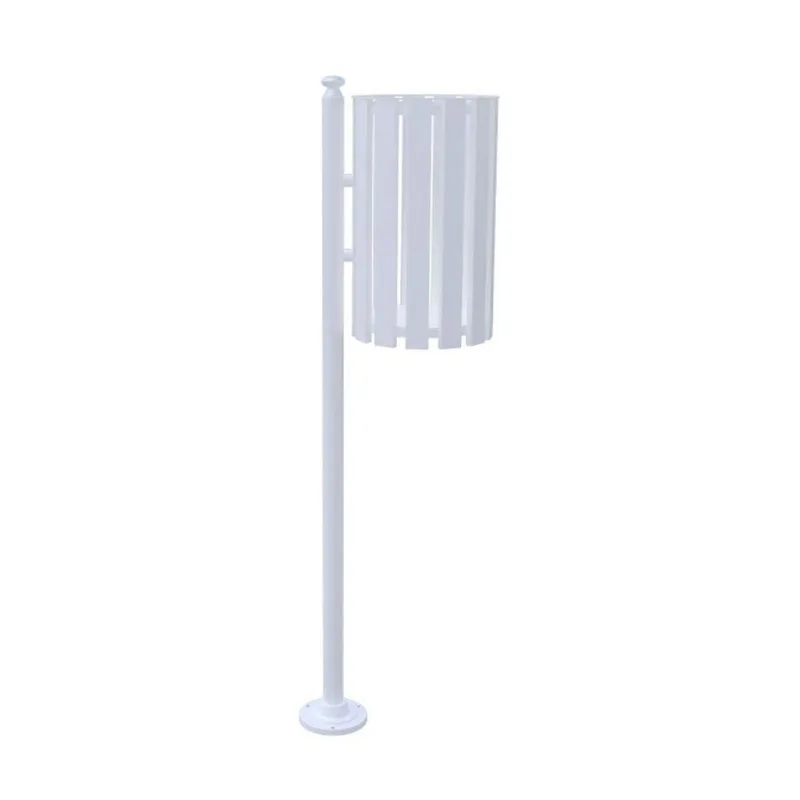 Lixeira de Rua Tubular Simples LPSBR151UTD para Áreas Externas Branca 151cm