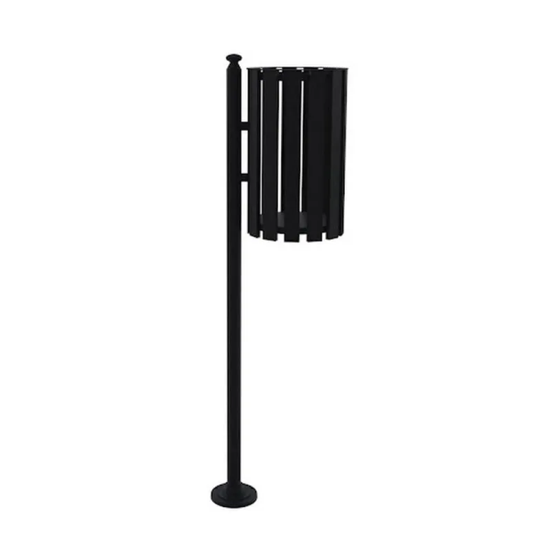 Lixeira de Rua LPSP151UTD Metal Tubular Abertura Superior para Área Externa Preta 151CM - OUTRAS