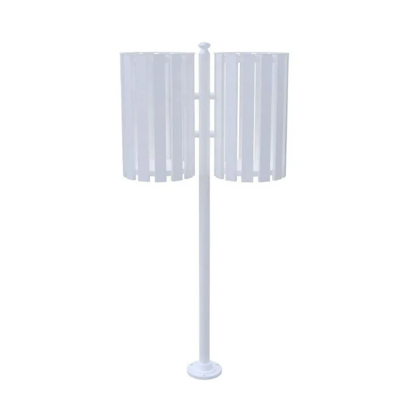 Lixeira de Rua Dupla Tubular LPDBR151UTD para Ambientes Externos Branca 151cm