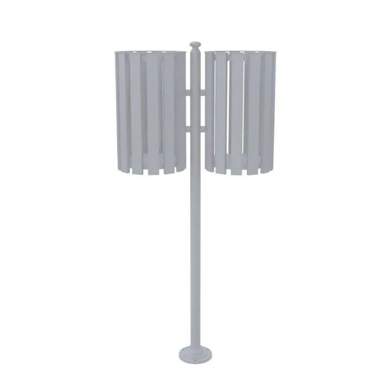 Lixeira de Rua Dupla Tubular LPDC151UTD para Pátios e Parques 151cm Cinza