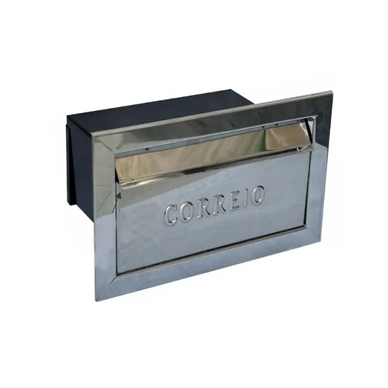 Caixa de Correio Cartas Muro Detras Inox Preta 15x23x30cm