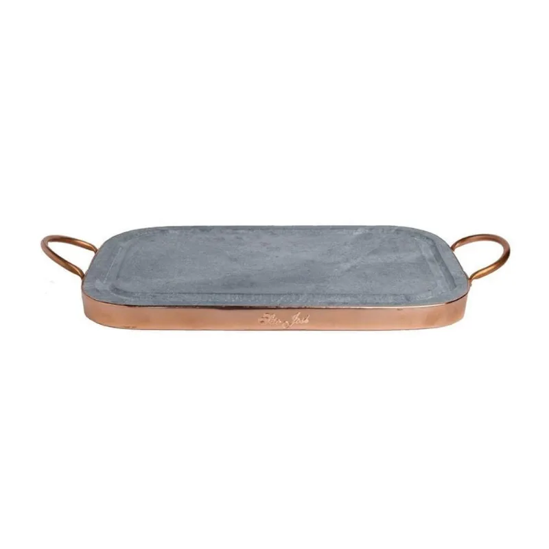 Grelha Retangular para Carnes AF2440INDSJ Pedra Sabao e Cobre Mesa 30x20x2cm Industria Sao Jose