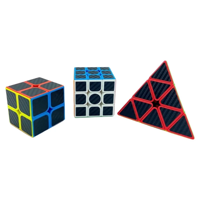 Kit Cubo Mágico Profissional Carbon 2x2, 3x3 e Pirâmide