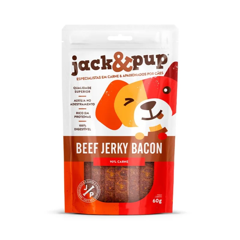 Petisco Jack&amp;pup Beef Jerky Bacon Para Cães 60g - Não Informado