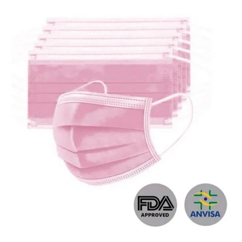 Mascara Descartavel Tripla Camada C/clip Nasal Cx. C/50 Pçs