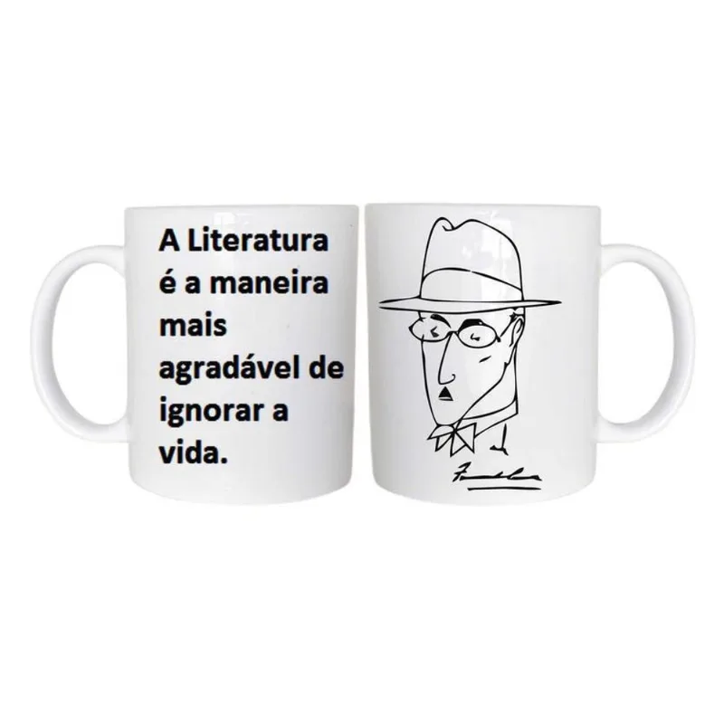 Caneca Literária Fernando Pessoa 2 Cerâmica 325Ml