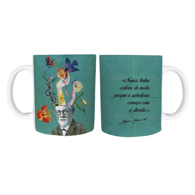 Caneca Filosofia Freud 3 Filósofo Cerâmica 325Ml