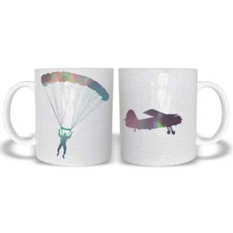 Caneca Paraquedas Voo Livre Avião Polímero 325ml