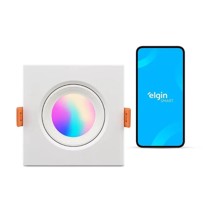 Luminária Smart LED Quadrada Rgb Wi-Fi Elgin Ecospot Compatível com Alexa e Google Home 5W Bivolt - Elgin