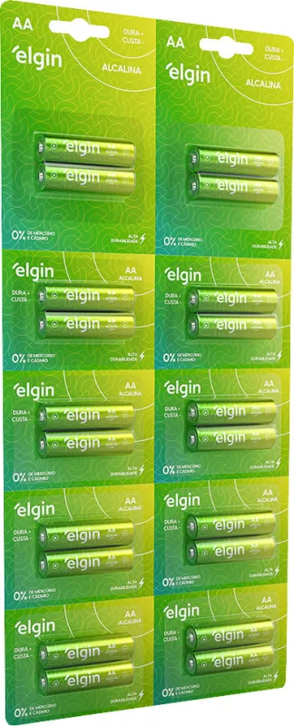 Pilha alcalina pequena (AA) 1,5V ELGIN - ELGIN - Material Elétrico