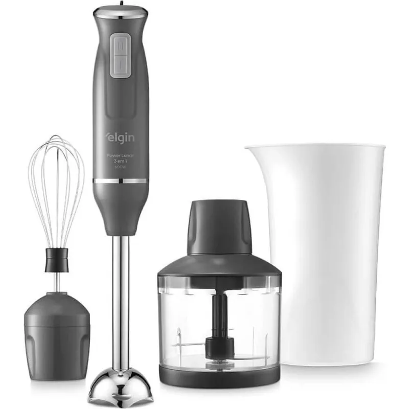 Mixer De Alimentos Cinza Lunar Inox 600W 3 Em 1 Copo 700ml Elgin 220V - Elgin - Eletroportáteis