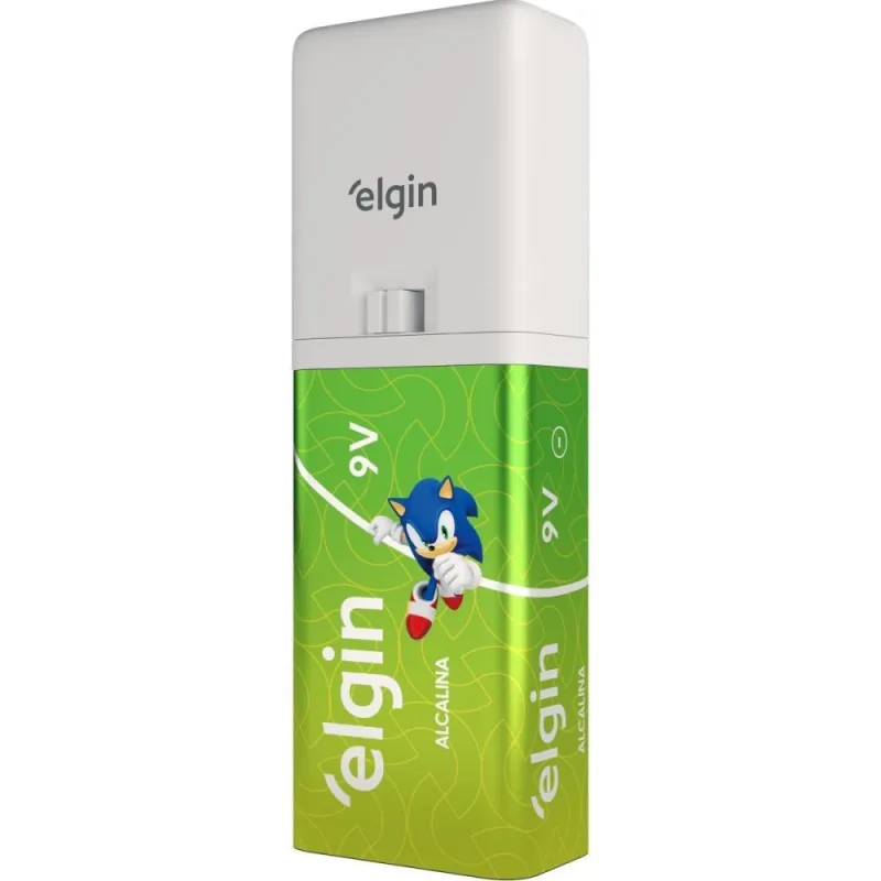 Pilha Bateria 9V C/LANTERNA LED LUZ Azul - Elgin - Papelaria