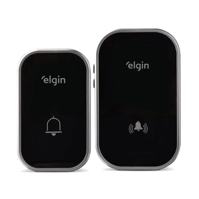 Campainha sem Fio Conjunto Preto Alcance Até 280m 36 Toques Bivolt Automático Preto Elgin - Elgin