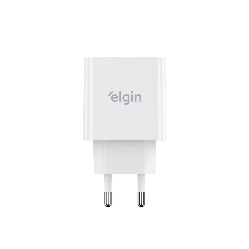 Carregador de Tomada Elgin 2 Saídas USB e Tipo C Carregamento Rápido 20W