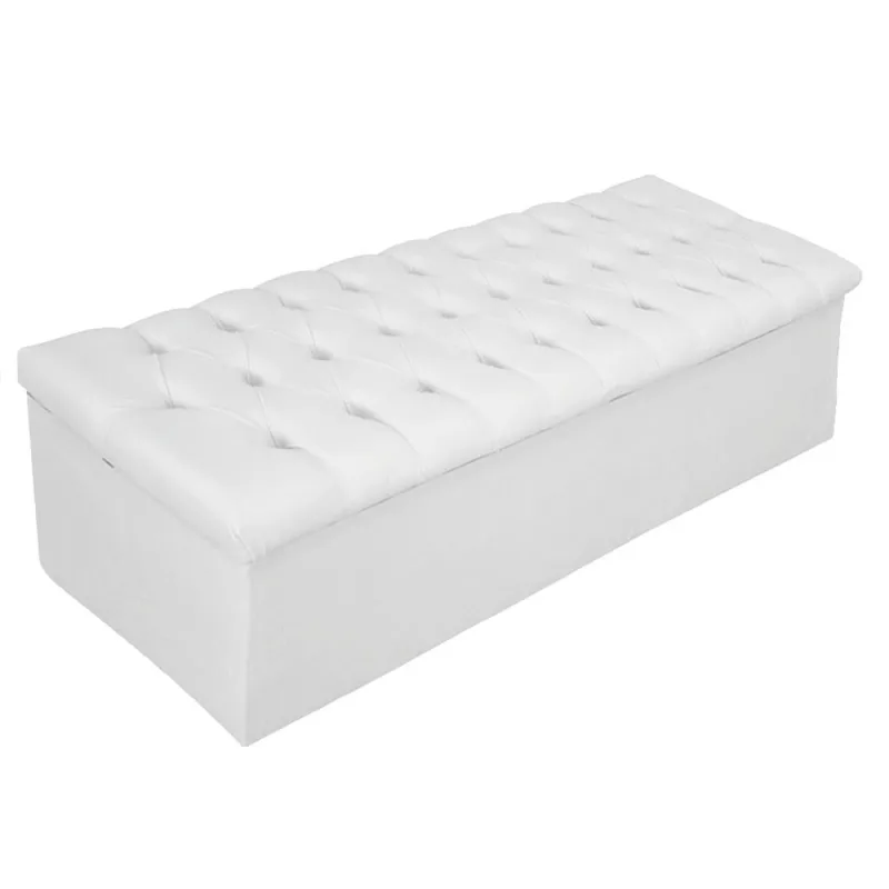 Calçadeira Baú Estofada Mel 140 cm Casal Com Capitonê Suede Branco - Amarena Móveis - Não Disponível - Móveis
