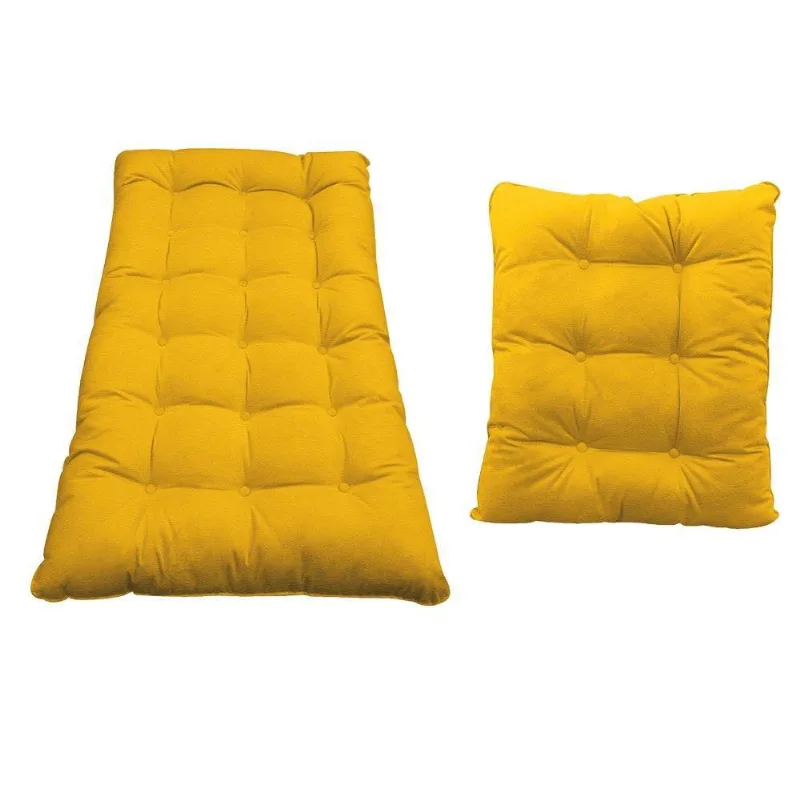 Kit Almofadas Para Poltrona e Puff Costela Corano Amarelo
