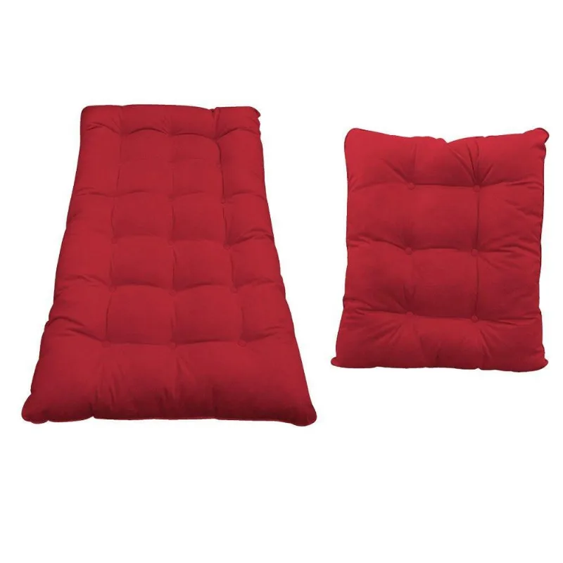 Kit Almofadas Para Poltrona e Puff Costela Suede Vermelho