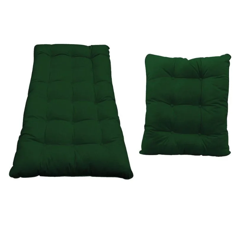 Kit Almofadas para Poltrona e Puff Costela Suede Verde