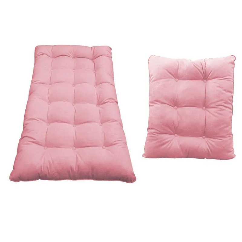 Kit Almofadas para Poltrona e Puff Costela Suede Rosa Bebê