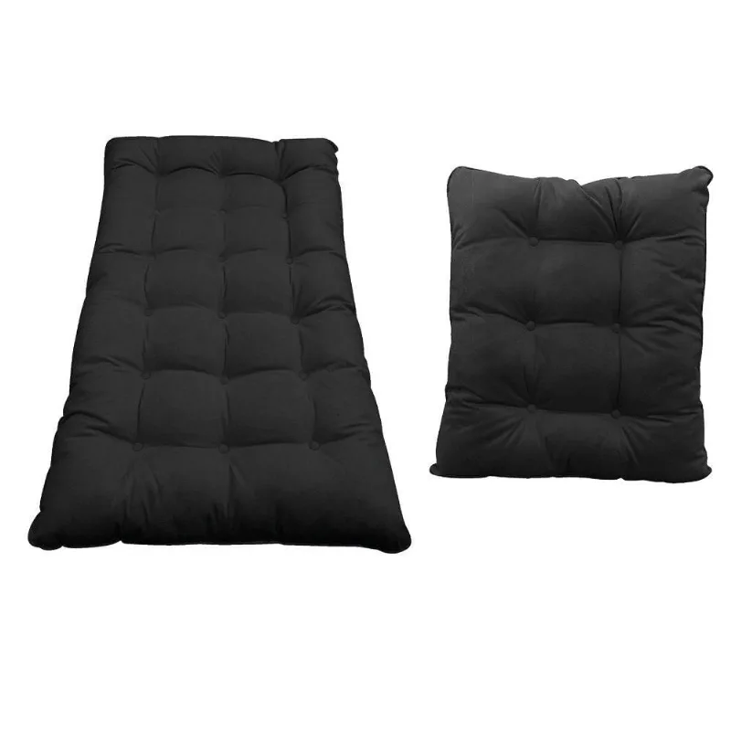 Kit Almofadas Para Poltrona e Puff Costela Suede Preto