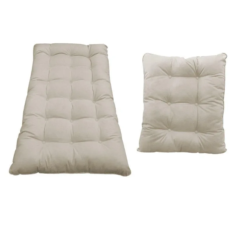 Kit Almofadas Para Poltrona e Puff Costela Suede Bege