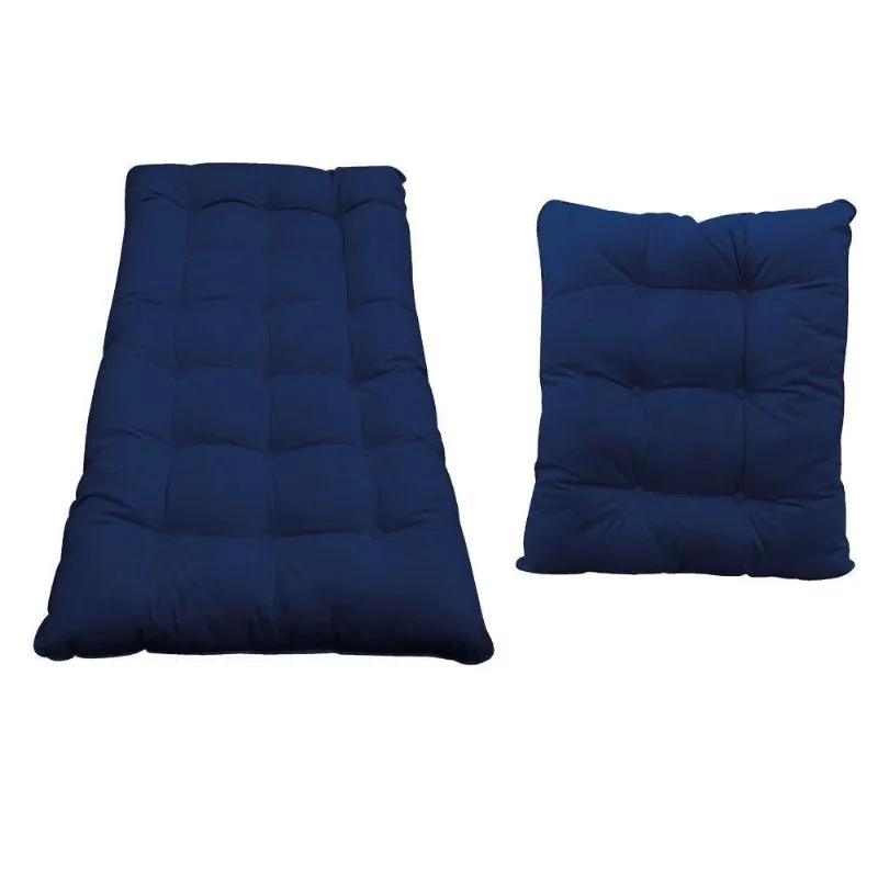 Kit Almofadas Para Poltrona Puff Costela Suede Azul Marinho