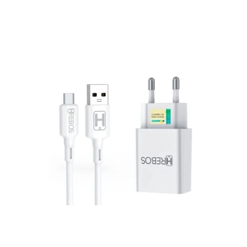 Carregador Turbo Hrebos Hs-150 Usb Tipo C Branco