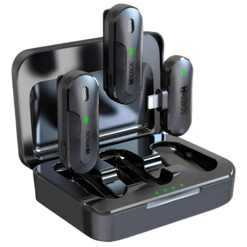 Microfone Lapela Profissional Sem Fio Duplo Hrebos If-207 Preto
