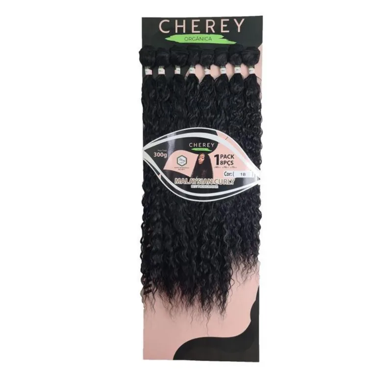 Aplique Entrelace Malaysian Curly 300g Cherey Fibra Orgânica 65/70/75cm Cor 1B Cabelo Malaysian Organico Para Entrelace 300G 65-70-75