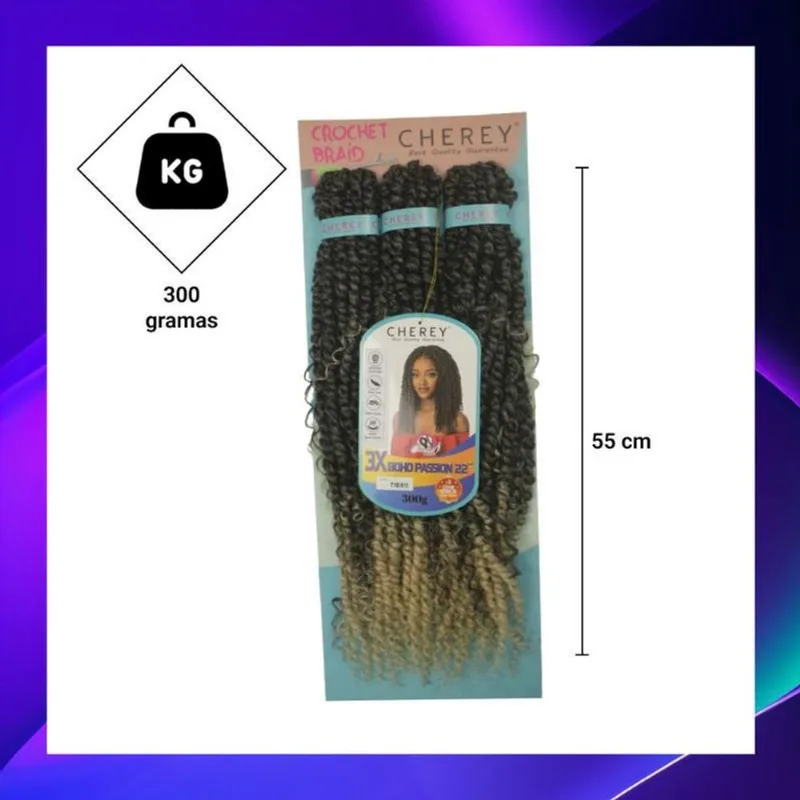 Aplique Cabelo 3X Boho Passion 55Cm 300G Crochet Braid