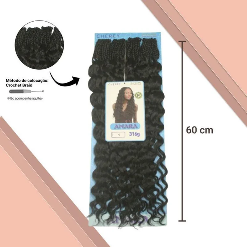 Cabelo Amara Fibra Sintética 316G 60Cm Para Crochet Braids