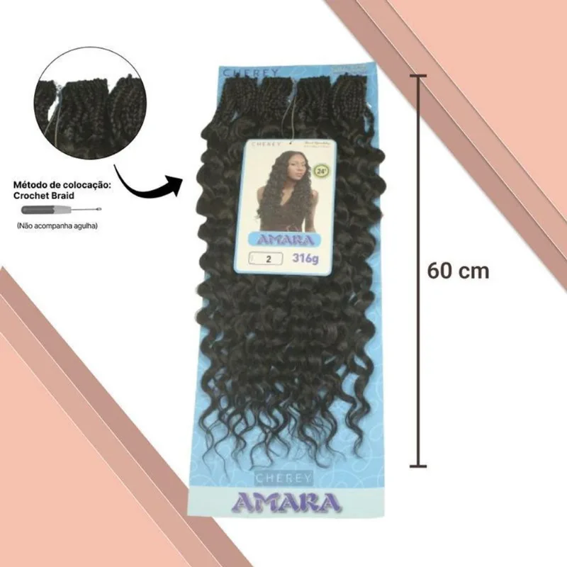 Cabelo Amara Fibra Sintética 316G 60Cm Para Crochet Braids