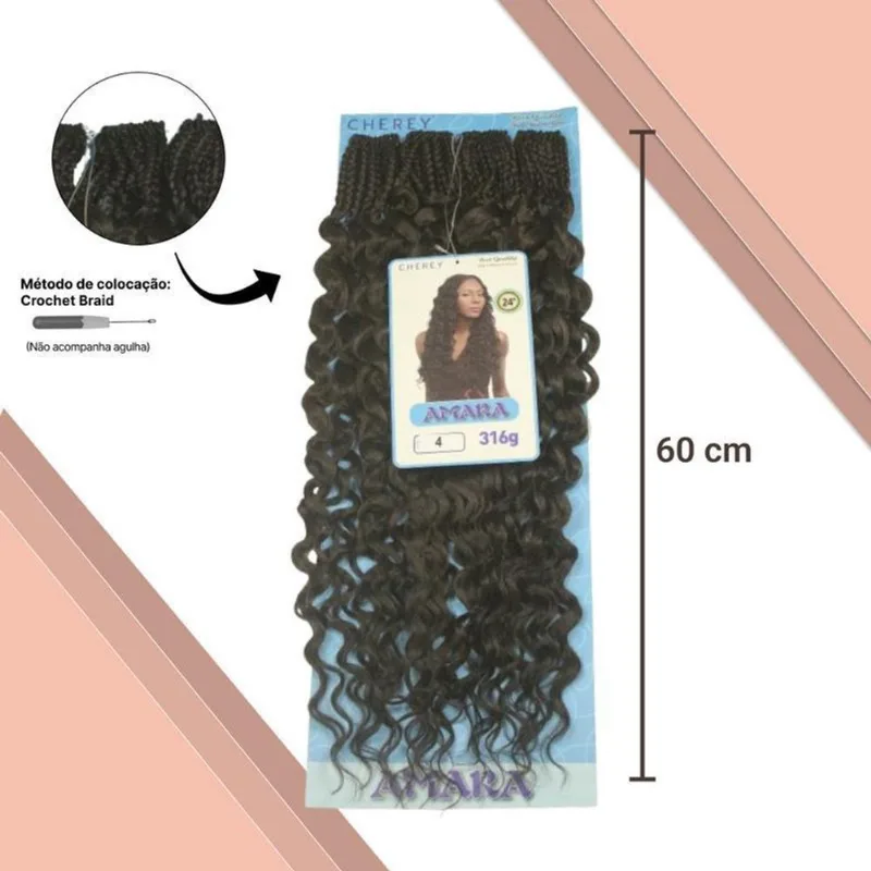 Cabelo Amara Fibra Sintética 316G 60Cm Para Crochet Braids
