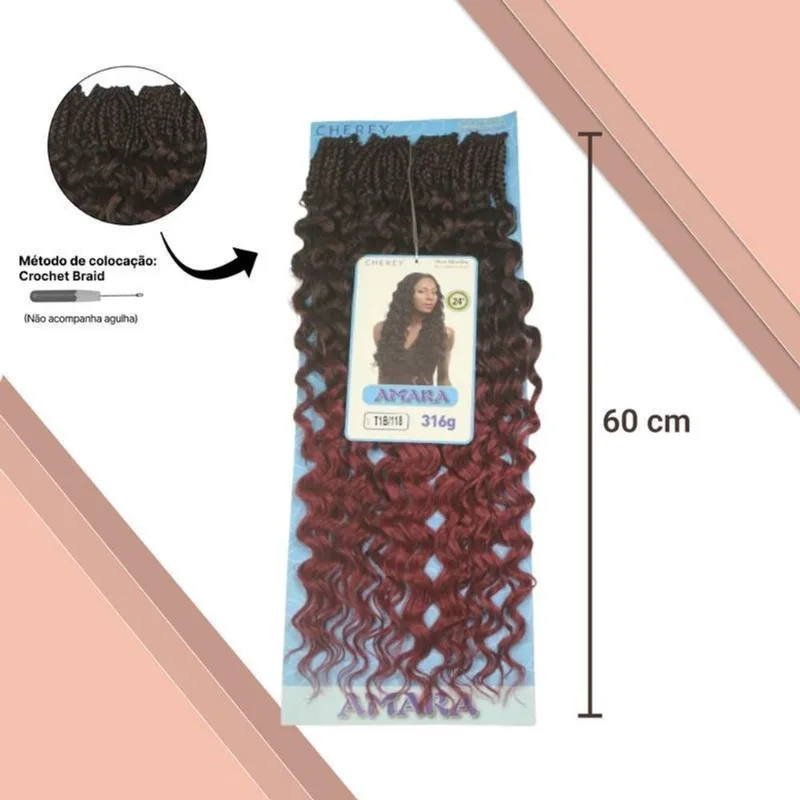 Cabelo Amara Fibra Sintética 316G 60Cm Para Crochet Braids
