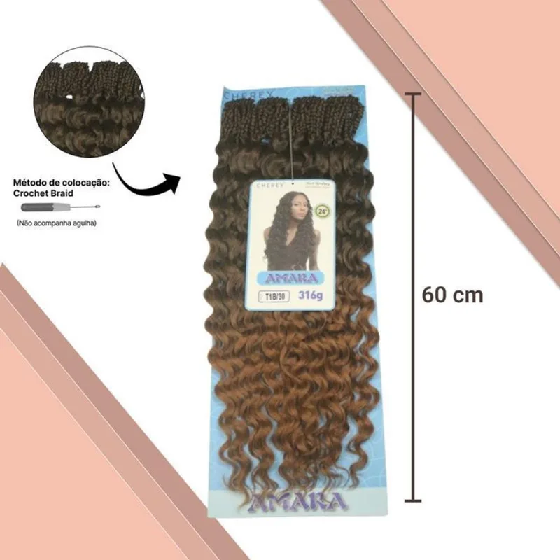 Cabelo Amara Fibra Sintética 316G 60Cm Para Crochet Braids