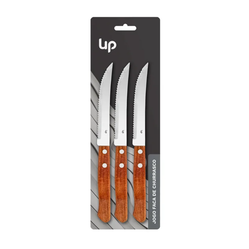Faca de Churrasco Cabo Madeira 3PCS UpHome - UD238 UD238