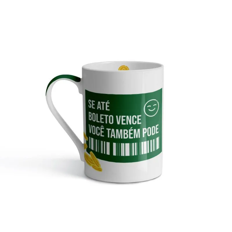 Caneca De Porcelana Boleto 370ml Up Home - Ud246 Branco
