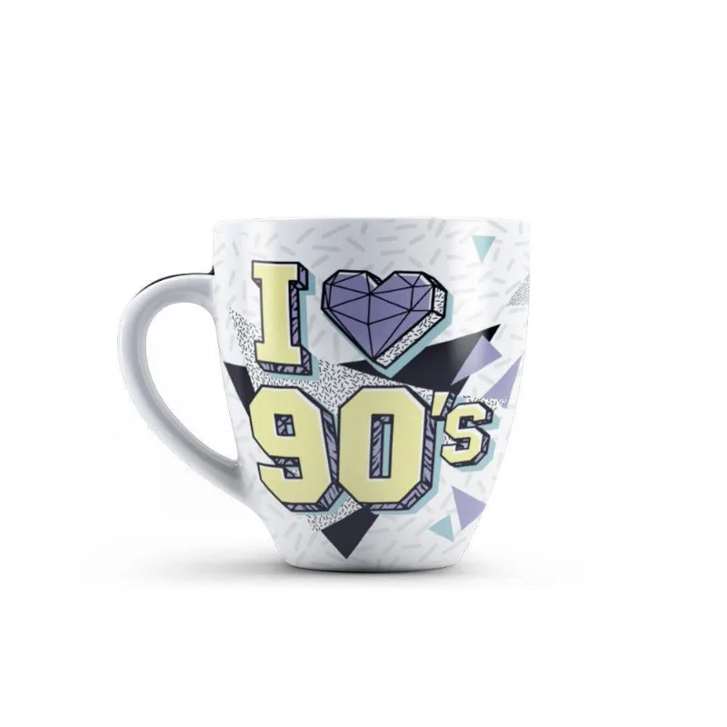 Caneca De Porcelana 90s 440ml Chá Café água Up Home Branco