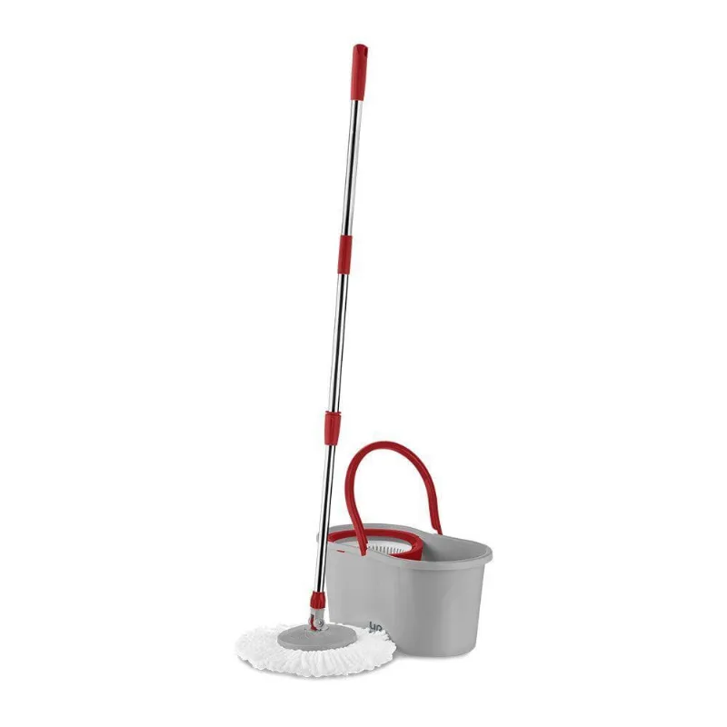 Mop Giratório Balde 12L Microfibra Up Home Vermelho Cinza