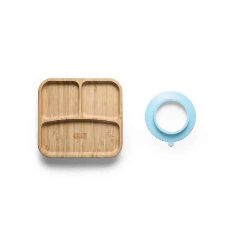 Prato Quadrado - Fisher Price - Bam N Boo - Com Divisórias e Ventosa - Azul