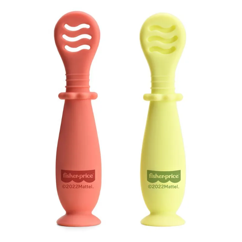 Colheres de Treinamento com Ventosa - Fisher-Price - Yummy - Fase 1 e 2 - Amarelo e Rosa