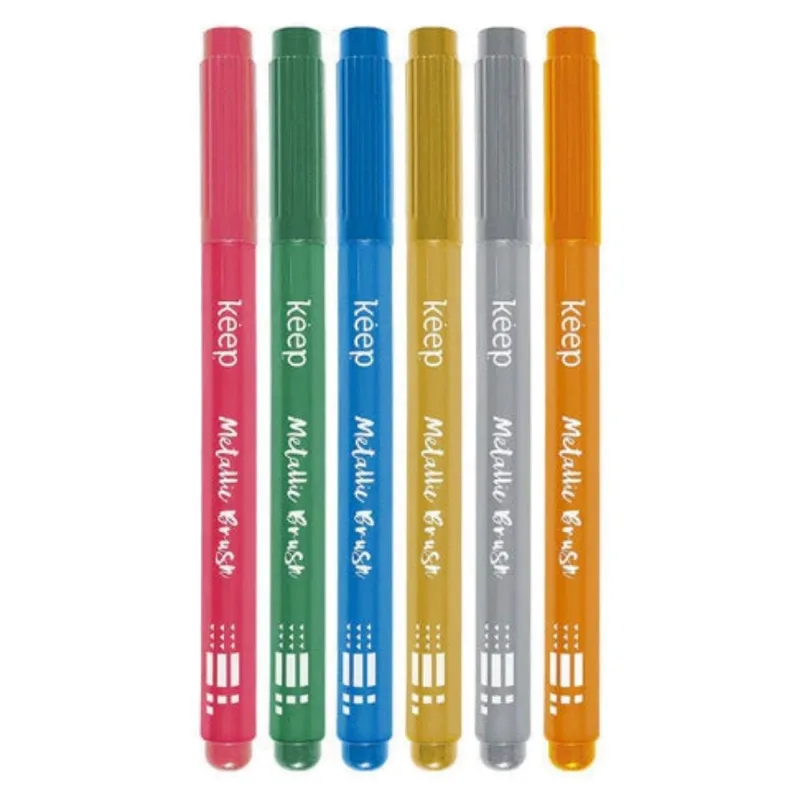 Kit Marcador Artístico Keep Metallic Brush 5 Unidades Multicores Efeito Brilhante MR057 (MP)
