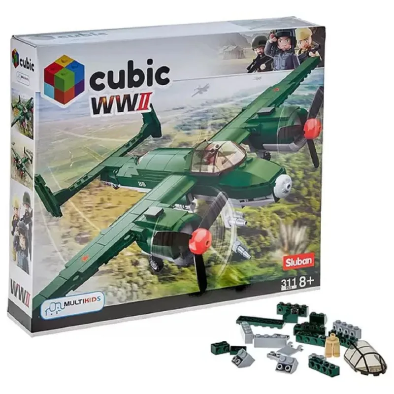 Blocos de Montar Cubic Avião WWII Bombardeiro 311 Peças Multilaser
