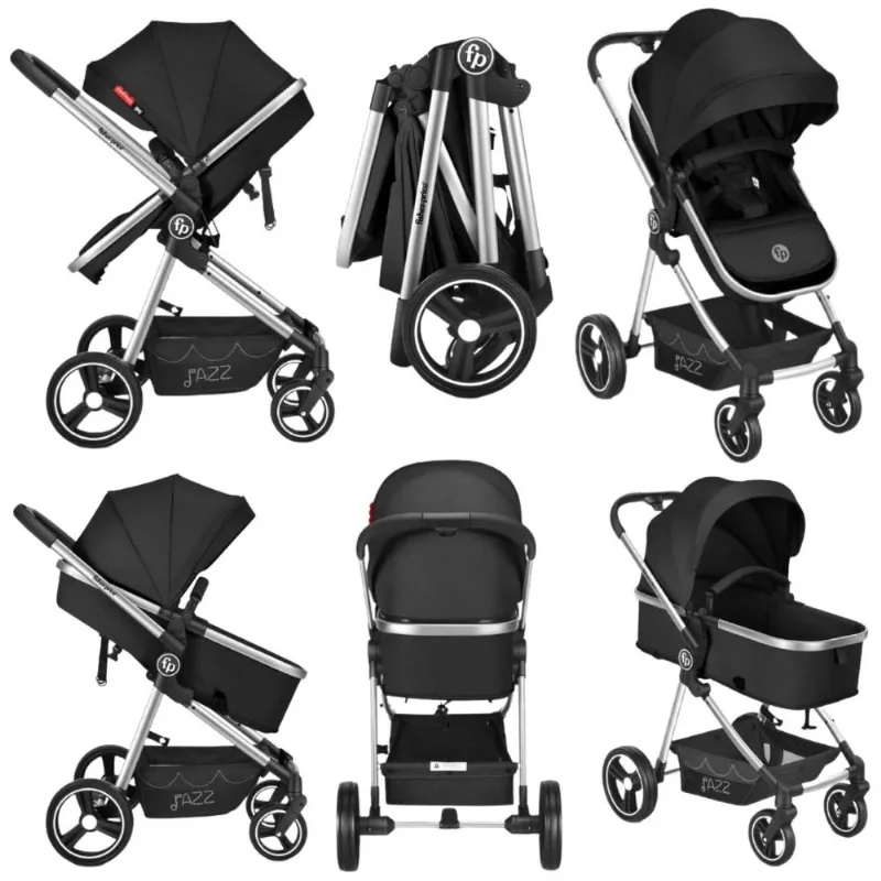 Carrinho de bebê 2em1 Moisés Jazz Preto Fisher Price +Brinde