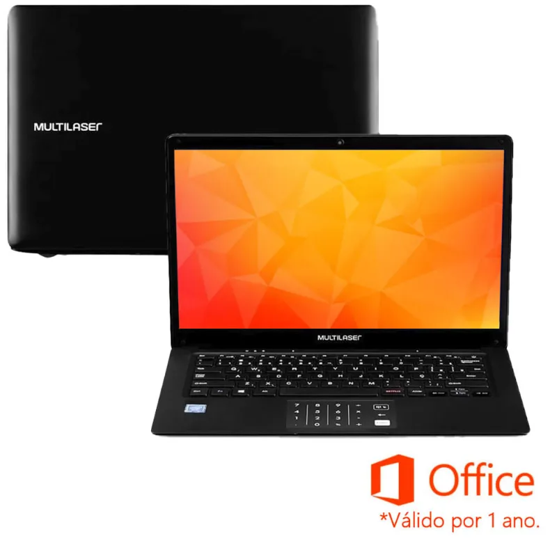 Notebook Multilaser Legacy Book Pentium J3710 14.1 64GB 4GB Win10 Home Preto + Assinatura Office - PC312 3619